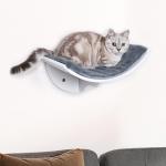 Väggmonterad Kattsäng med Dyna, Modern Katthylla för Väggmontering, Skapar en Mysig Utsiktsplats för Katten, Vit/Grå, 41 x 28 x 21 cm