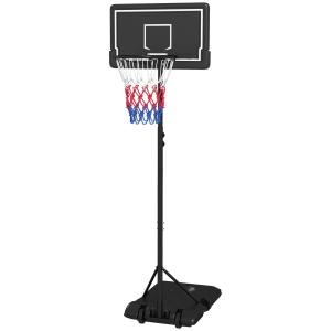 Basketkorg Basketstativ Svart Röd av Metall och Plast för Trädgård och Idrottsplats Höjdjusterbar med Hjul Brottsäker Bakvägg 220-250 cm