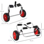 Kanotvagn Kajakvagn Surfvagn Hopfällbar med Bälte PU-Hjul Aluminium upp till 90 Kg Silver 70 X 40 X 42 Cm