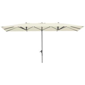 Dubbelparasoll Marknadsparasoll med Vev Krämvit av Aluminium ve Polyester för Balkong ve Terrass Solskydd UV50+ 451 x 264 cm