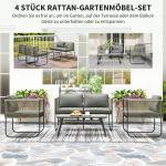Trädgårdsmöbelset i Polyrattan Loungeset med Soffa, Fåtölj och Bord med Kuddar, Brun+Mörkgrå, 116x60x69 cm