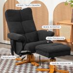 Massagestol med Liggfunktion, Fotpall och 145° Lutning, Polyester, Svart, 80 x 86 x 99 cm