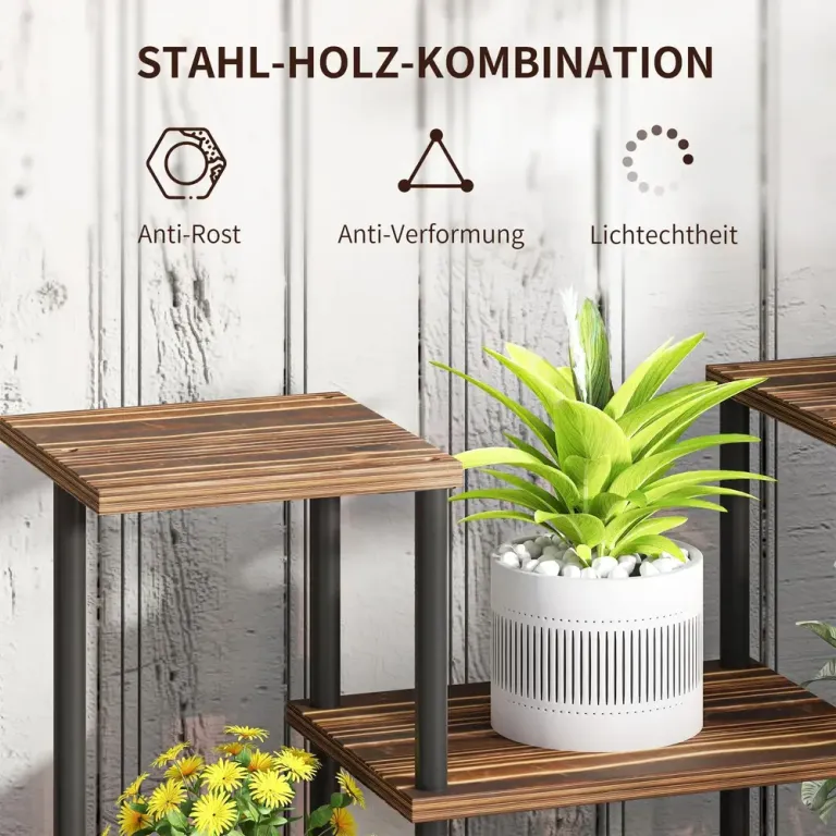4-Vånings Växtställ Högt Blomsterställ Utomhus 61,5 cm