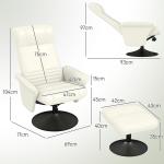 Relaxstol Vilstol Krämvit av Mikrofiber och Metall för Vardagsrum Roterande TV Stol med Pall 150 kg