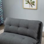 Golvstol Golvsoffa Grå av Linne och Metall för Vardagsrum 2-i-1 Bäddsoffa med 13 Lägen Justerbart Ryggstöd 100 x 71 x 54 cm