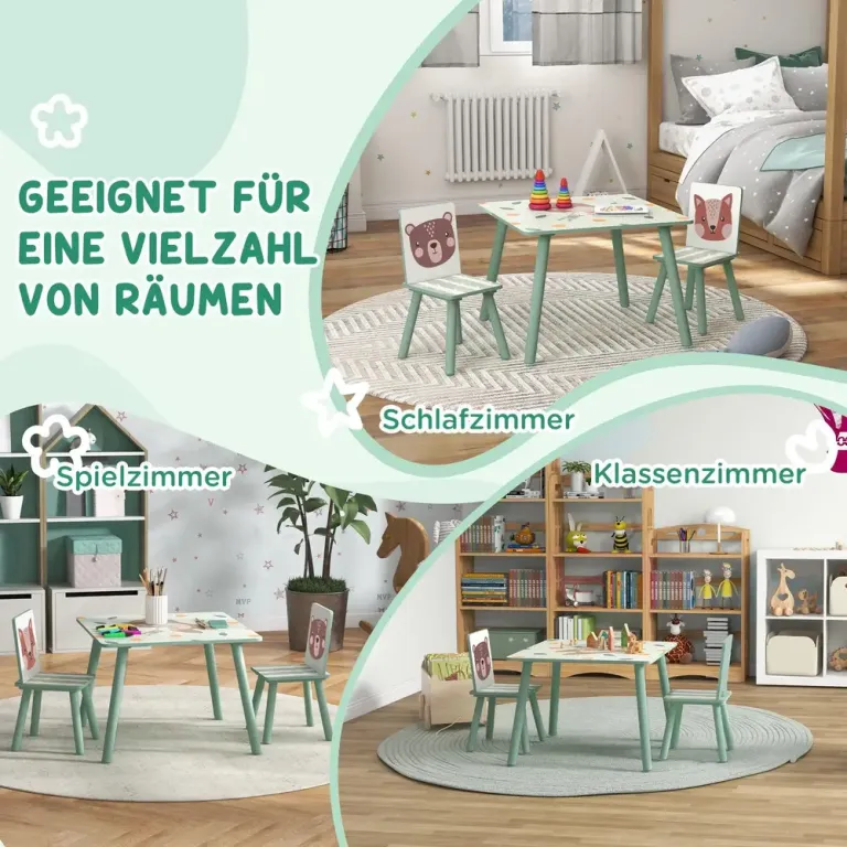 Barnbord Sittgrupp Grön av MDF och Furu för Barn 3-8 År Set