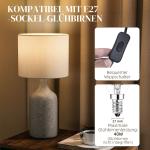Bordslampa Keramik Sandbrun och Vit Tyg för Sovrum Sänglampa med Textilskärm och Stabil Fot Elegant Inredning och Mjukt Ljus 45 cm