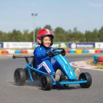 Elbil Go-kart 24V Blå Metall och Plast för Barn 8-12 År Elektrisk Bil med Driftläge och Musik Säkerhetsbälte Rolig Körning