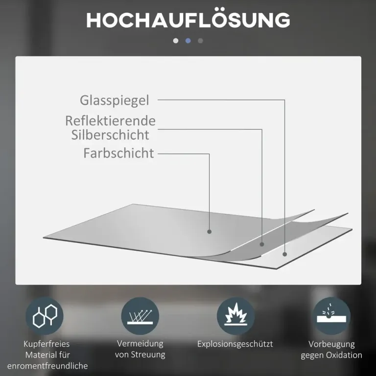 Badrumsspegel Väggspegel Silver av Glas LED 70 x 50 Cm