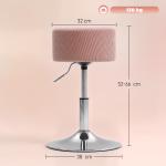 Höjdjusterbar Stoppad Barpall med Metallram, Manchesterlook, 360° Roterbar, Rosa