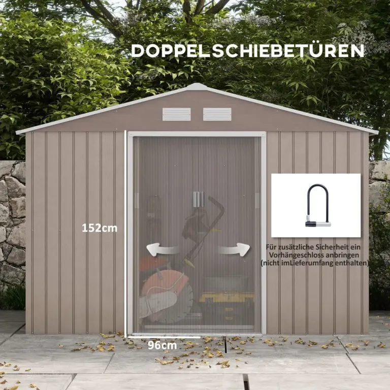 Redskapsbod Trädgårdsskjul Trädgårdsbod Ljusbrun 277 x 195