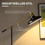 Golvlampa Båglampa Svart av Metall för Vardagsrum Höjdjusterbar Läslampa med E27 Fot Vridbar Design 40 W