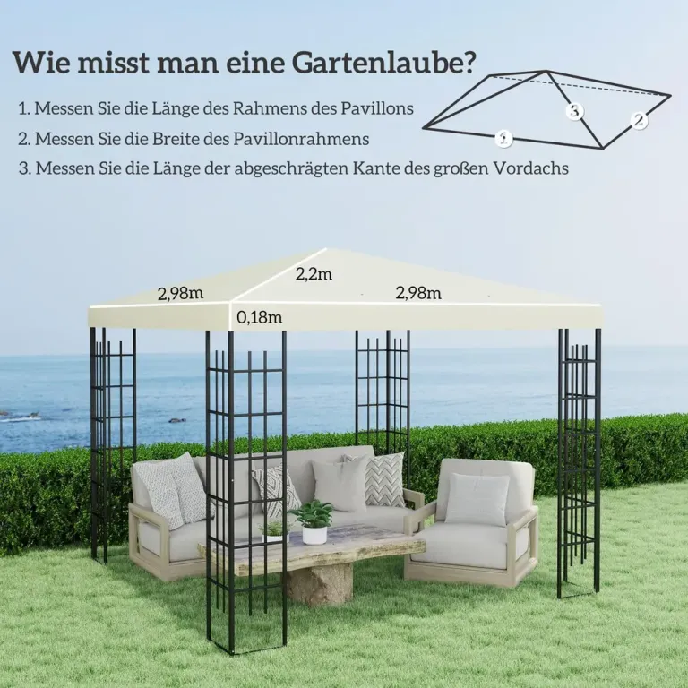 Ersättningstak för Paviljong Gazebotak Gräddvit 3 x 3 m