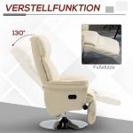 Fåtölj med Liggyta och Fotstöd i Läderoptik för Vardagsrum Ergonomisk och Hållbar Krämfärgad Konstläder 78 x 80 x 109 cm