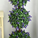 Konstgjord Växt Lavendelträd Set med 2 Krukväxter Lila Grön av Plast för Vardagsrum och Trädgård UV-Beständiga Blommor Höjd 110 cm