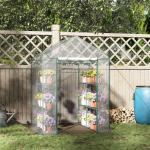 Filmväxthus Walk-In Trädgårdsskjul Tomatväxthus 6 Hyllor Stål och PVC Transparent för Trädgård