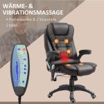Kontorsstol Massagestol Svart Konstläder och Metall 6-Punkts Vibrationsmassage med Värmefunktion Ergonomisk