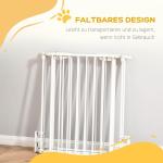Justerbar Hundgrind i 3 Sektioner, Fristående Säkerhetsbarriär i Plast, Skyddar Dörröppningar utan Borrning, Vit, 180 x 3 x 74,5 cm