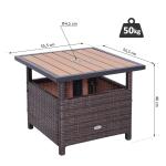Trädgårdsbord Konstrotting med Parasollhål Sidobord med Inbyggd Viktpåse Väderbeständig Brun 55,5 X 55,5 X 46 Cm