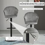 Barstolar i Sammet 2-Pack, Snurrbara Köksstolar med Ryggstöd, Justerbar Höjd och Bekväm Sits, Grå, 51,5 x 57,5 x 93-114,5 cm