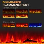 Elektrisk Eldstad Väggspis Svart av Glas och Metall för Väggmontering LED Flammeffekt 1800 W