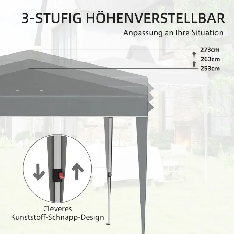 Trädgårdspaviljong Pop-up Partytält Ljusgrå 3 x 3 m
