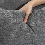 Soffa 2-sits Grå Chenille och Trä för Vardagsrum Liten Soffa med Hög Rygg och Mjuk Sits Modern Design