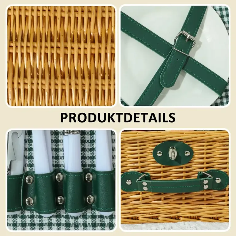 Picknickfodral i Pilträ för 2 Personer med Isolerat Kylfack