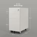 Rullcontainer Arkivskåp Vit av Metall för Kontor Låsbart Skåp med 3 Lådor för A4 Legal Format 30 x 50 x 61 cm