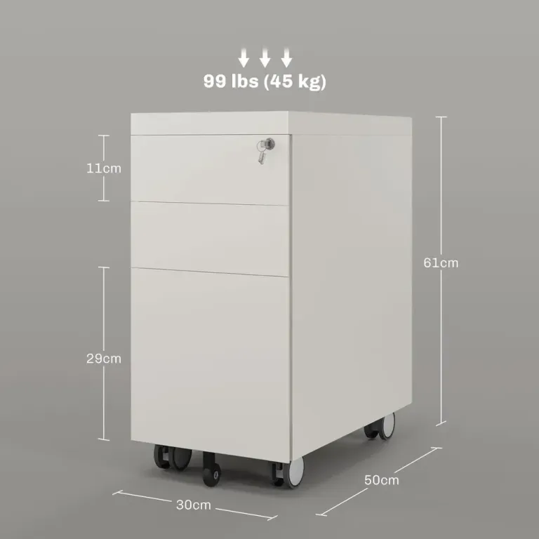 Rullcontainer Arkivskåp Vit av Metall 30 x 50 x 61 Cm