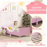 Barnsängstomme, Enkelsäng för Barn med Säkerhetsräcke, MDF, utan Madrass, Rosa