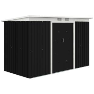 Verktygsbod Trädgårdsbod Redskapsbod Skjutdörr Ventilationsfönster Lutande Tak Stål Mörkgrå 280 X 130 X 172 Cm
