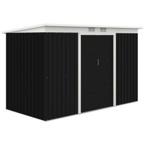 Verktygsbod Trädgårdsbod Redskapsbod Skjutdörr Ventilationsfönster Lutande Tak Stål Mörkgrå 280 X 130 X 172 Cm