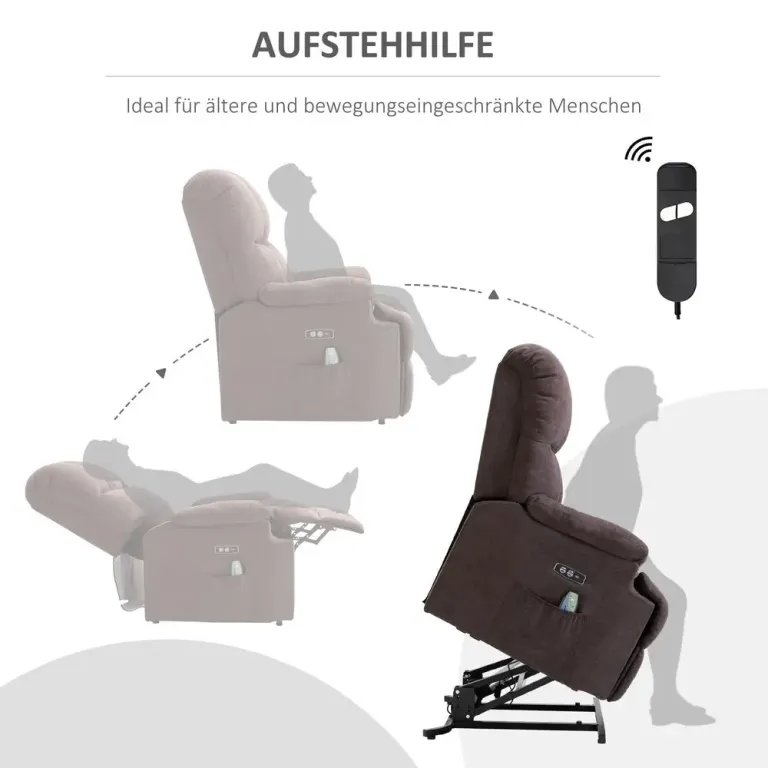 Massagestol med Ståhjälp Mörkbrun av Sammet och Metall