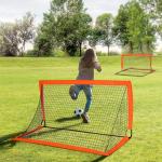 Fotbollsmål Minimål Orange av Metall och Oxford Tyg för Barn Utomhus Set om 2 Hopfällbara Mål 183 x 90 x 90 cm