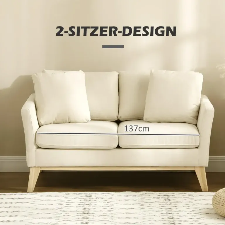 2-Sits Soffa i Tyg Klädd 137 cm Beige