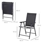 Campingstolar 2-Pack Hopfällbara Stolar med Armstöd Metall för Utomhus och Fritid Svart 58 X 64 X 94 Cm