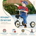 Trehjuling Balanscykel Flerfärgad av Metall och Plast för Barn 2-5 År med Justerbar Sits och Cykelkorg Pedaler Säker