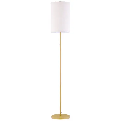 Golvlampa med Linne Lampskärm och Stål Stativ, Cremevit