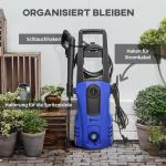 Högtryckstvätt med Slangvinda, Kraftfull Rengöringsmaskin med Hjul, Effektiv Tvätt för Bil och Uteplats, Blå, 1800 W