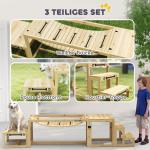 Dog Agility Set Hundträning med Bro och Trappor Natur av Granträ för Stora Hundar Agilityutrustning upp till 40 kg