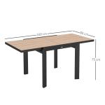 Trädgårdsbord Balkongbord Utdragbart Natur av Aluminium ve Trä för Terrass ve Camping Matbord för 6 Personer 80/160 x 80 cm