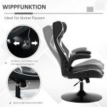 Ergonomisk Gamingstol i Konstläder, Bekväm Datorstol med Vippfunktion, Sportig Design för Spel och Arbete, Svart/Vit, 67 x 75 x 106-112 cm