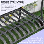 Trädgårdsbänk i Metall för 2 Personer, Robust Parkbänk med Ryggstöd, Väderbeständig Sittplats för Trädgård, Grå, 155 x 54 x 96 cm, 220 kg