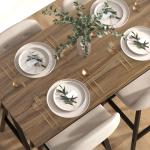 5-delat Barset med 4 Stolar, Knappsydd, Tjock Klädsel, Linnelook, Beige
