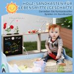 Sandlåda Träsandlåda med Tak Blå av Trä för Barn 3-7 År Lekstuga med Bänk och Ritbräda 90 x 108 cm