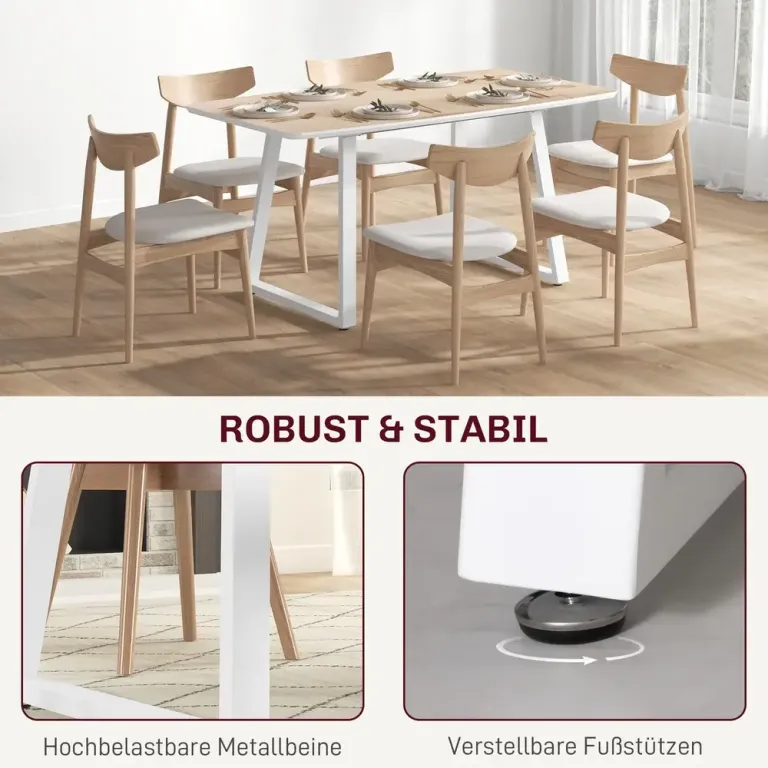 Matbord Ek av Stål och Trä 120-160 x 80 x 76 cm