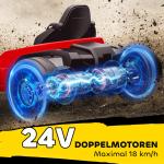 Elbil Gokart 24V Röd Plast och Metall för Barn 6–12 År Elektrisk Bil med Driftläge och Säkerhetsbälte Rolig Körning och Häftig Design