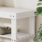 Skobänk i Bambu med 2 Hyllplan och Sittplats för Hall och Entré Hållbar och Stabil Vit Bambu för Förvaring och Ordning 70 x 28 x 45 cm
