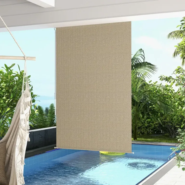 Vertikal Markis Rullgardin Beige av Tyg 120 x 185 cm